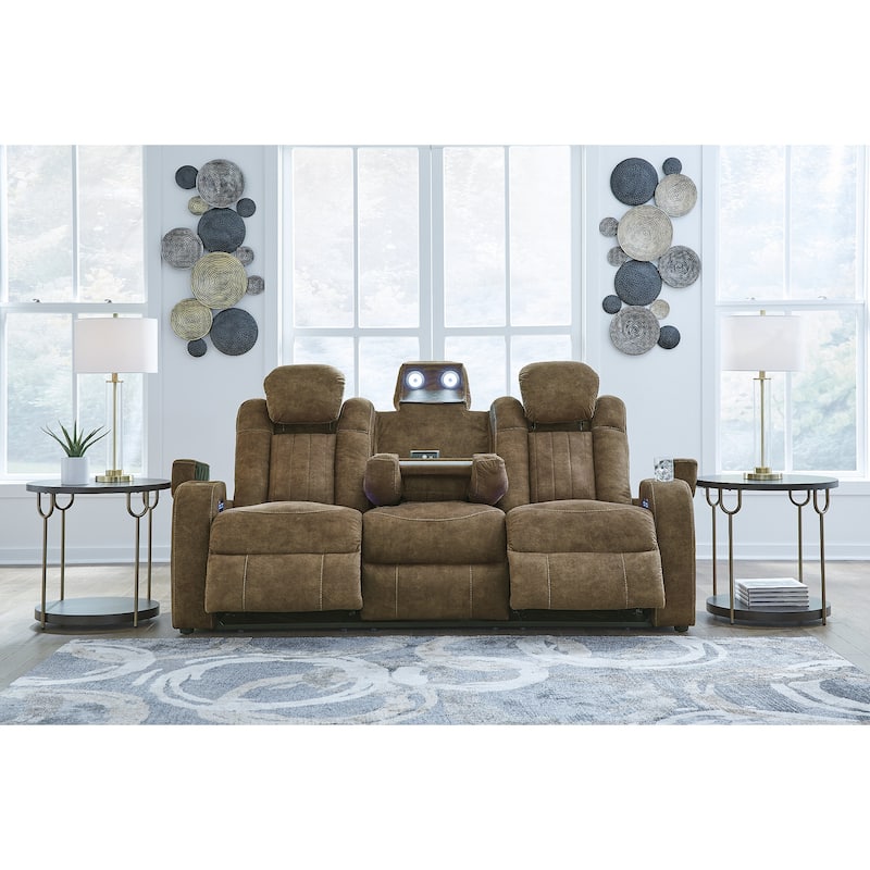 Signature Design by Ashley Wolfridge Brindle Power Reclining Sofa - 86"W x 42"D x 42"H
