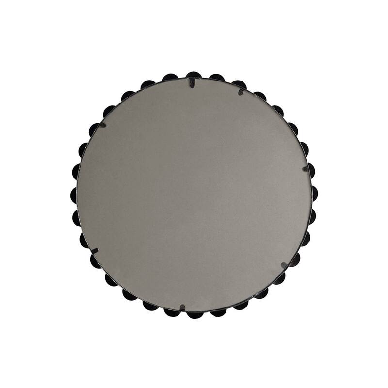 Roomfitters 27-Inch Beaded Round Wall Mirror, Metallic Iron Frame Decorative Glam Accent Mirror for Living Room