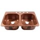 preview thumbnail 2 of 6, Santi Copper 33" Double Bowl Drop-In Kitchen Sink with 4 Holes - Right