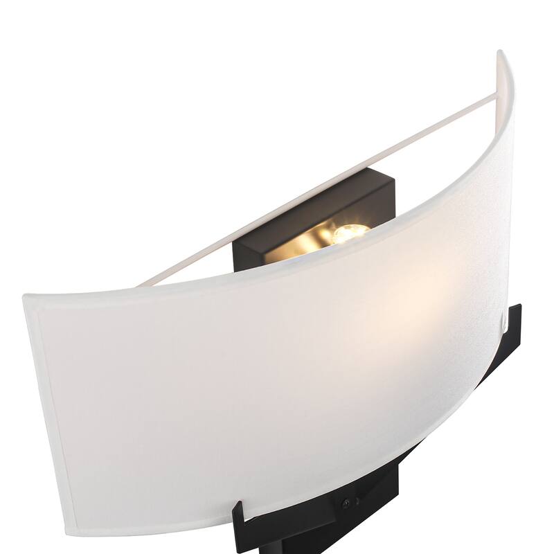 1 - Light Semi - Flush Wall Sconce with Fabric Shade - Matte Black