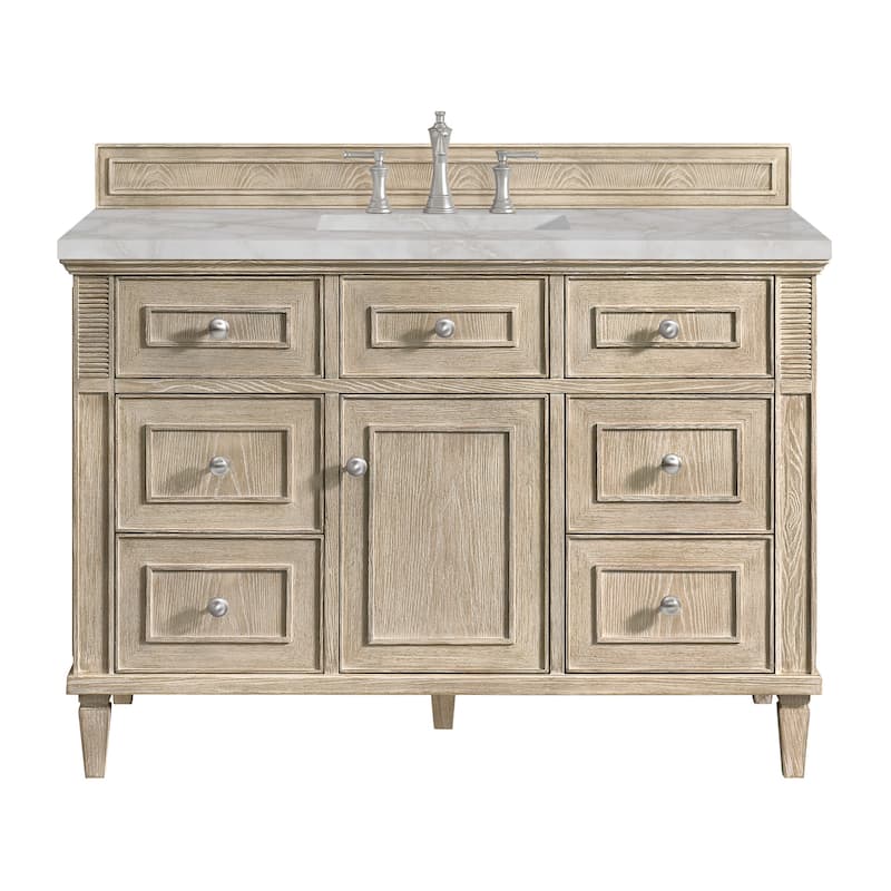 James Martin Vanities 424-V48-3VSL Lorelai 48" Single Basin Wood - Whitewashed Oak - Oak Finish