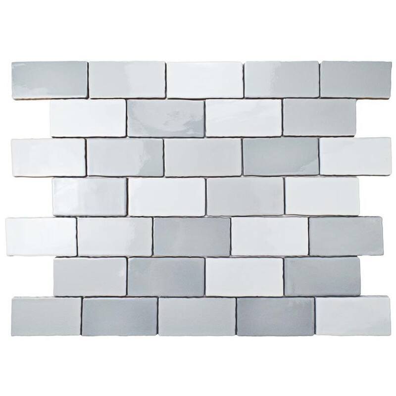 Merola Tile Antic Craquelle Gris Mix 3" x 6" Ceramic Subway Wall Tile