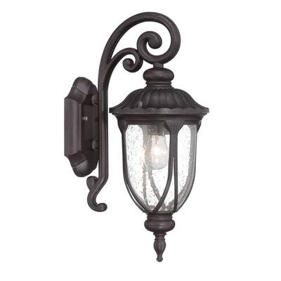 Aluminum Outdoor Wall Sconce with Seeded Glass Hardwired, LED - 9”x 6.75” x 16.5” (D x W x H)