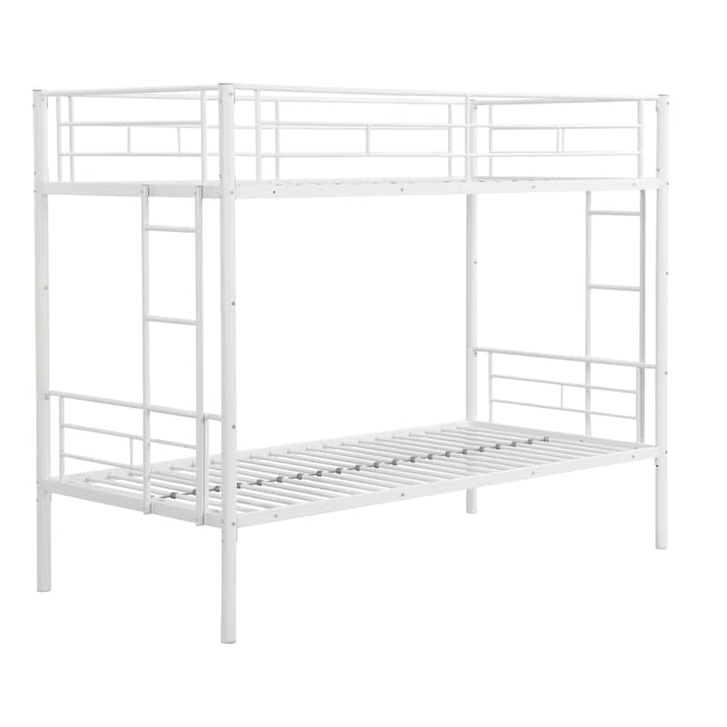 Twin-Over-Twin Metal Bunk Bed with Sturdy Steel Frame and No Box Spring Needed