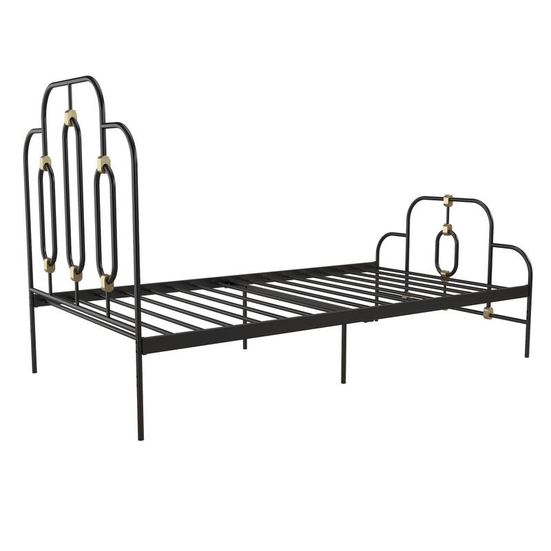 Vintage Metal Bed with Adjustable Height and Gold Detailing