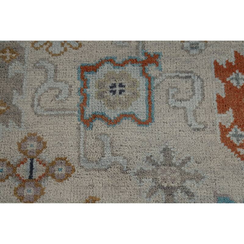 Oushak Indian Area Rug Handmade Beige Wool Carpet - 9'0" x 12'1"