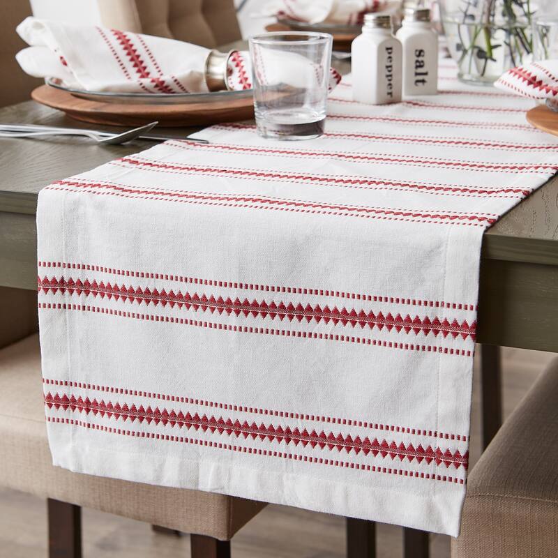 DII French Blue Zig Dobby Stripe Table Runner