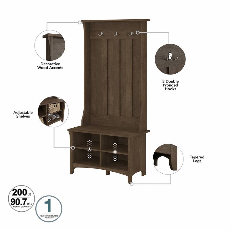 Salinas Hall Tree with Shoe Storage Bench by Bush Furniture