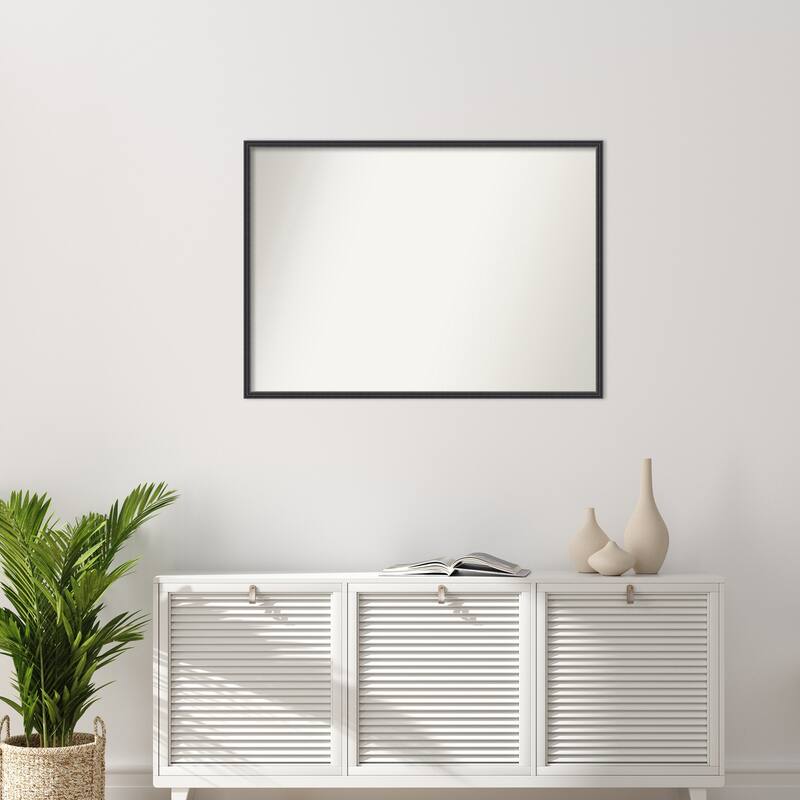 Stylish Black Narrow Non-Beveled Wood Framed Wall Mirror - Stylish Black Narrow