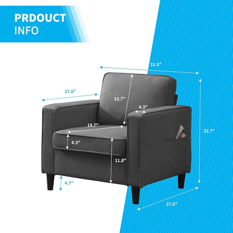 Mixoy Convertible Living Room Furniture Set-Single Sofa/Loveseat/3-Seat Sofa with Ottoman for DIY Combination
