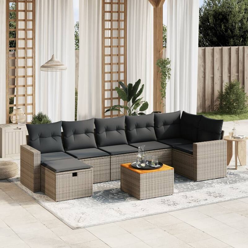 vidaXL Garden Sofa Set - Grey and dark Grey Large - form1
