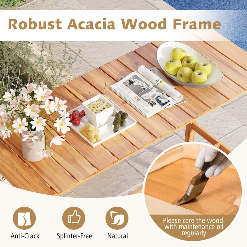 Costway 54" x 22" Acacia Wood Counter Height Table with Slatted - See Details
