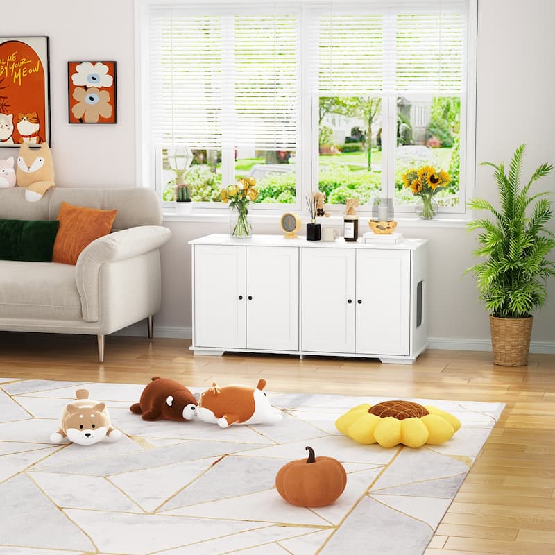 Elegant Dual-Cat Washroom Furniture Magnetic Door and Ventilation Hole