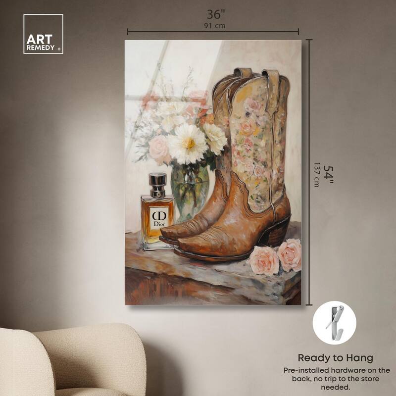 Delicate Floral Boots Acrylic by Art Remedy, Ready to Hang
