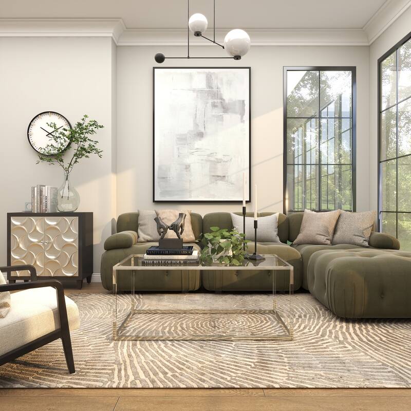 Metal Open Framed Coffee Table with Clear Glass Top and Acrylic Legs - Gold or Clear - Roche River Decor