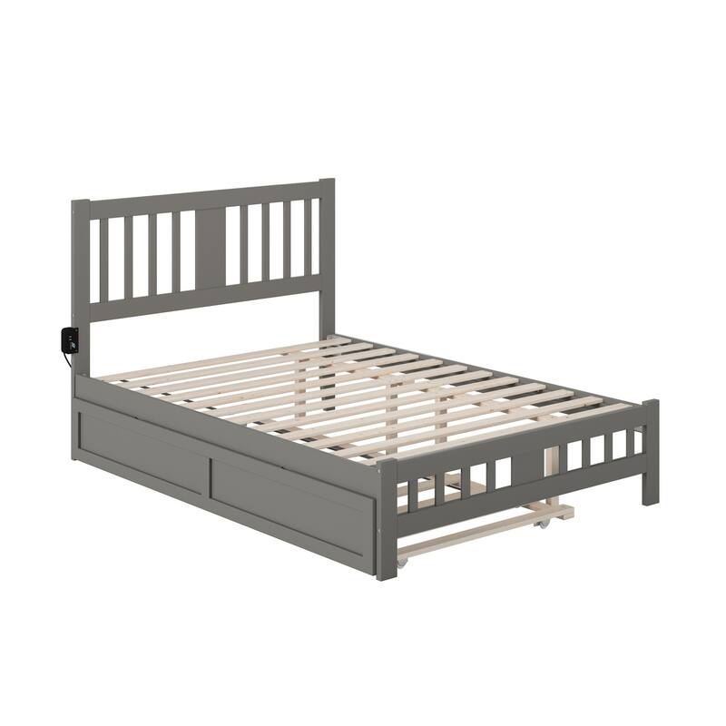 Tahoe Full Platform Bed with Twin Trundle in Grey