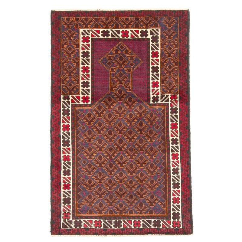 ECARPETGALLERY Hand-knotted Teimani Burgundy Wool Rug - 2'10 x 4'9