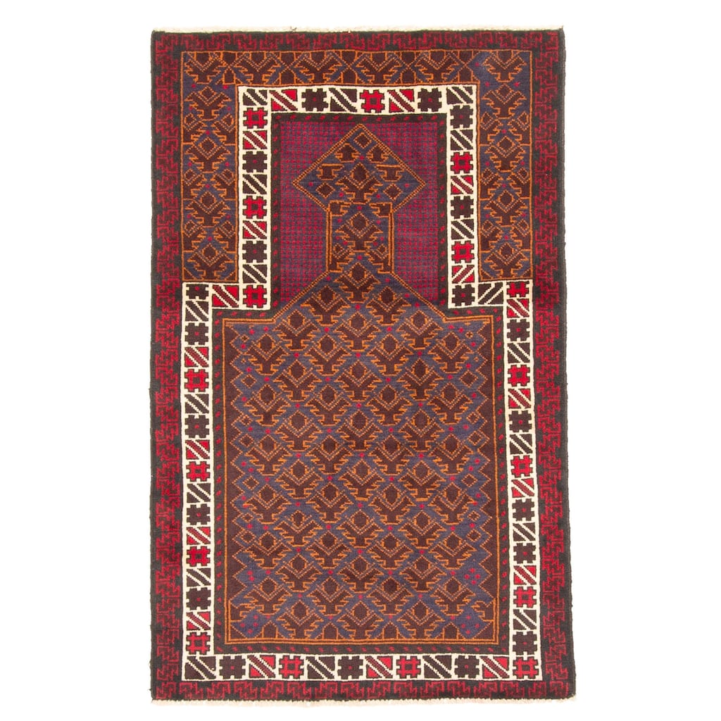 ECARPETGALLERY Hand-knotted Teimani Burgundy Wool Rug - 2'10 x 4'9