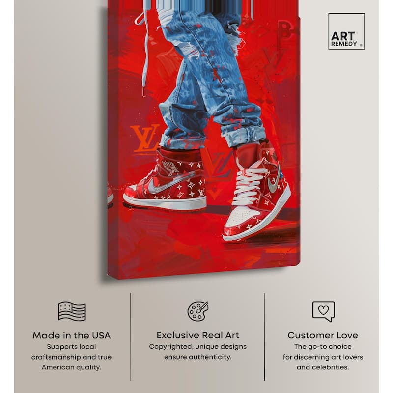 Bold Red Glam Sneakers Canvas by Art Remedy, Gallery Wrapped