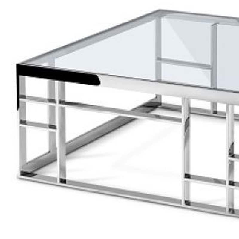 HomeRoots 40" Silver And Clear Glass Square Coffee Table