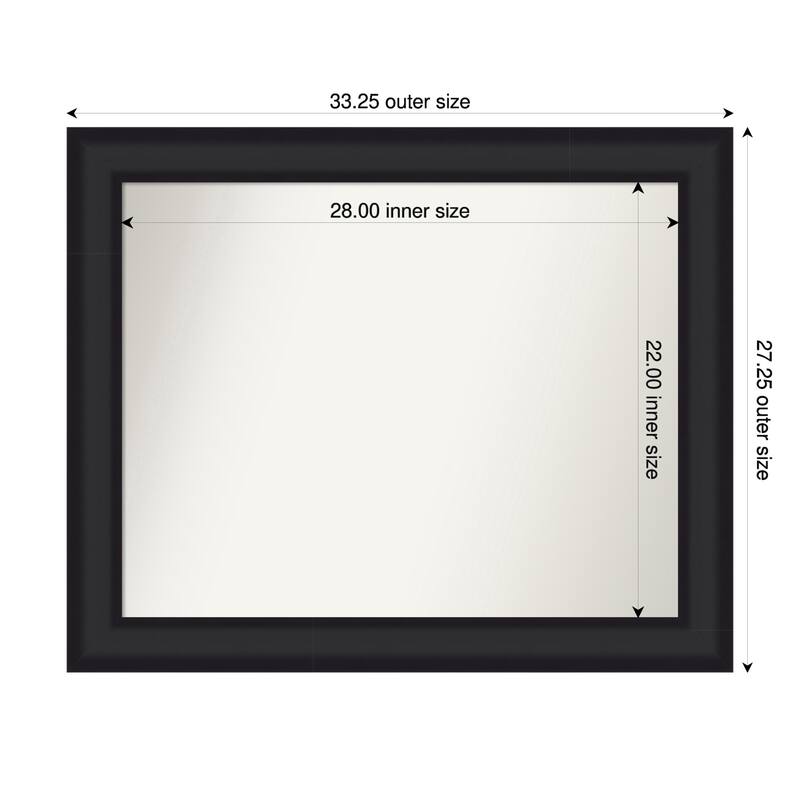 Oliver Non-Beveled Wood Framed Wall Mirror - 33 x 27 in - Oliver Black