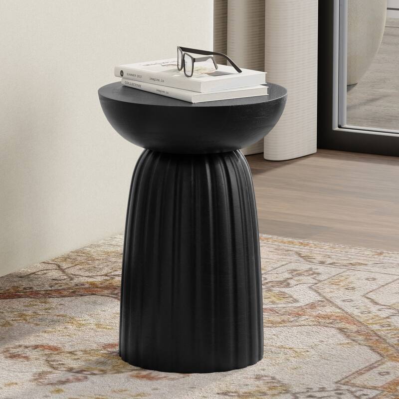WYNDENHALL Willis 13" Wide Solid Wood Contemporary Accent Table & Fully Assembled - 12.6" D x 12.6" W x 17.7" H - Black Finish
