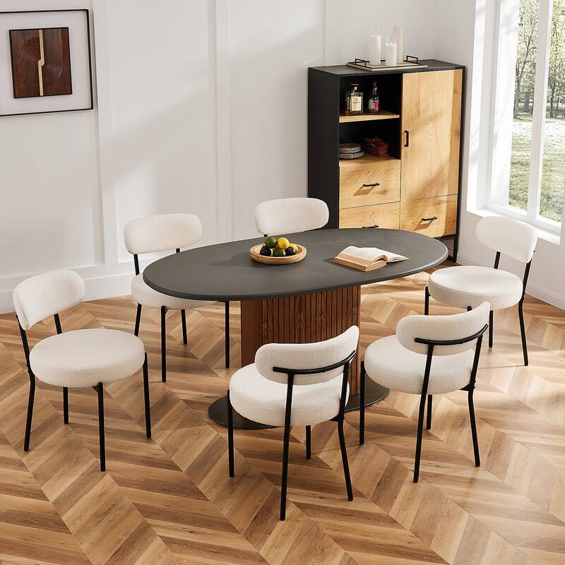 Dining Chairs with Curved Backrest and Metal Legs,Set of 2,