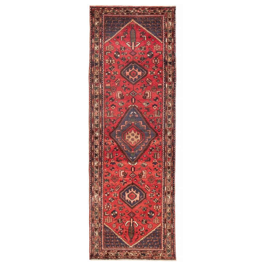 ECARPETGALLERY Hand-knotted Andelz Red Wool Rug - 3'4 x 10'4
