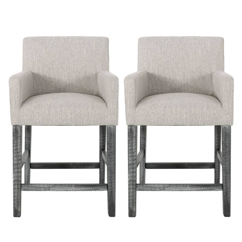 Armga Fabric Upholstered Wood 26 inch Counter Stools (Set of 2) by Christopher Knight Home