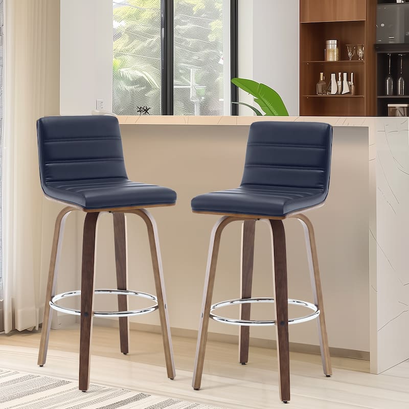 26"/29" Faux Leather Swivel Bar/Counter Stools, Set of 2/3 - Set of 2 - Blue - Bar Height