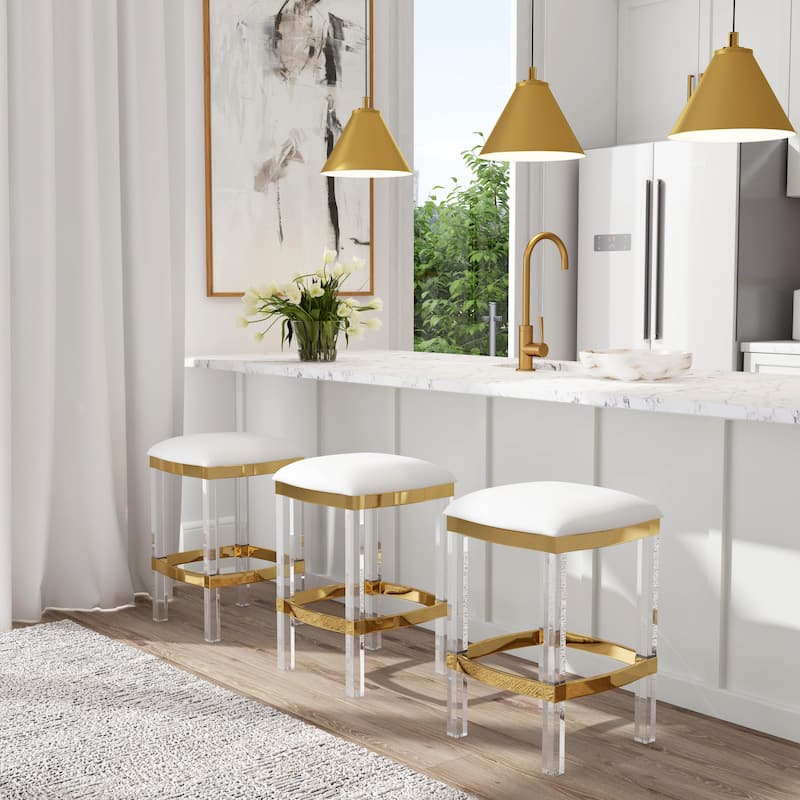 Jordan Acrylic & Polished Brass Counter Stool