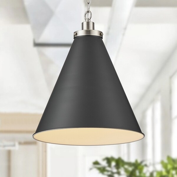 Modern Brushed Nickel 1 Light Single Cone Metal Hanging Lamp for Kitchen Island On Sale Bed Bath Beyond 37970424