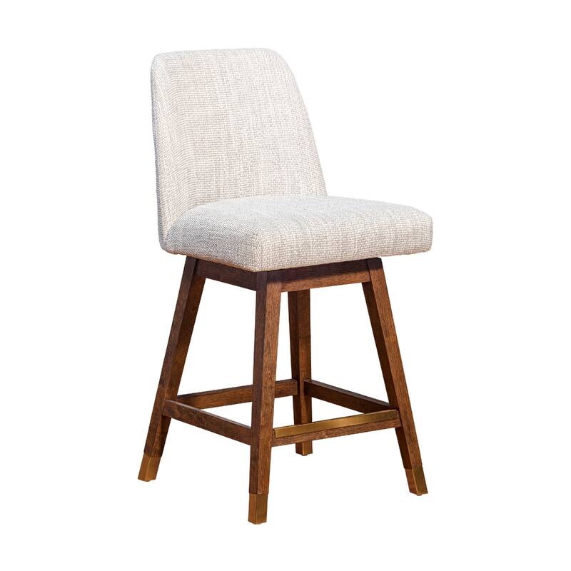 Full Back Swivel Counter Height Bar Stool with Armrest and Foam Cushion Seat Wood Frame for Kitchen