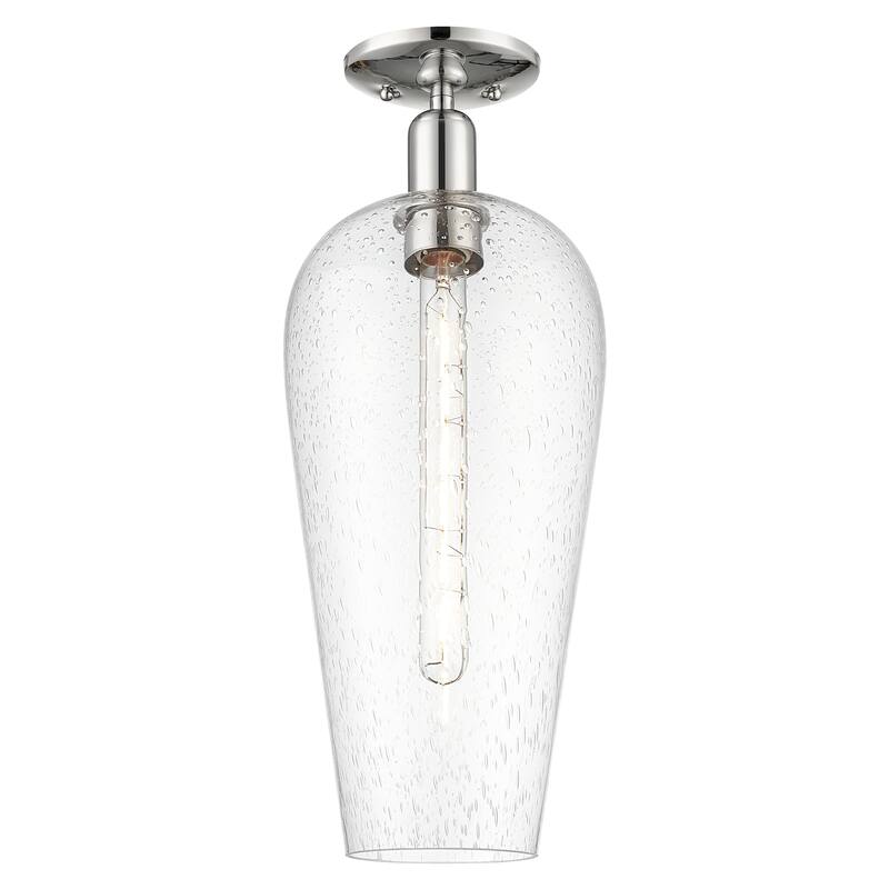 Innovations Lighting Downtown Urban - Chelsea - 1 Light 8" Semi-Flush Mount Light - Seedy Deco Swirl Shade/Polished Nickel