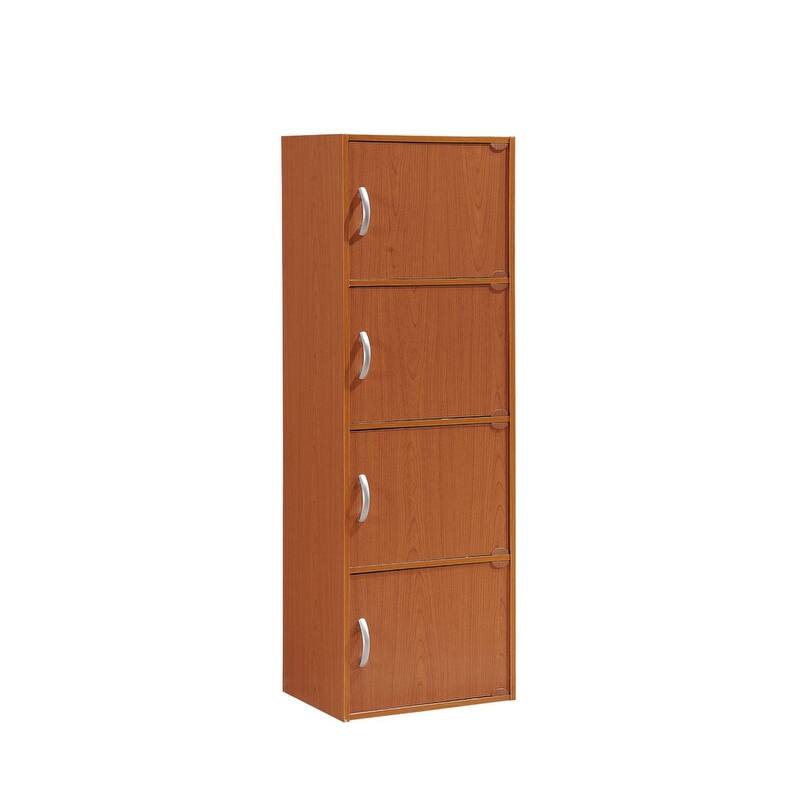 Hodedah 4-Shelf, 4-Door Bookcase - Cherry