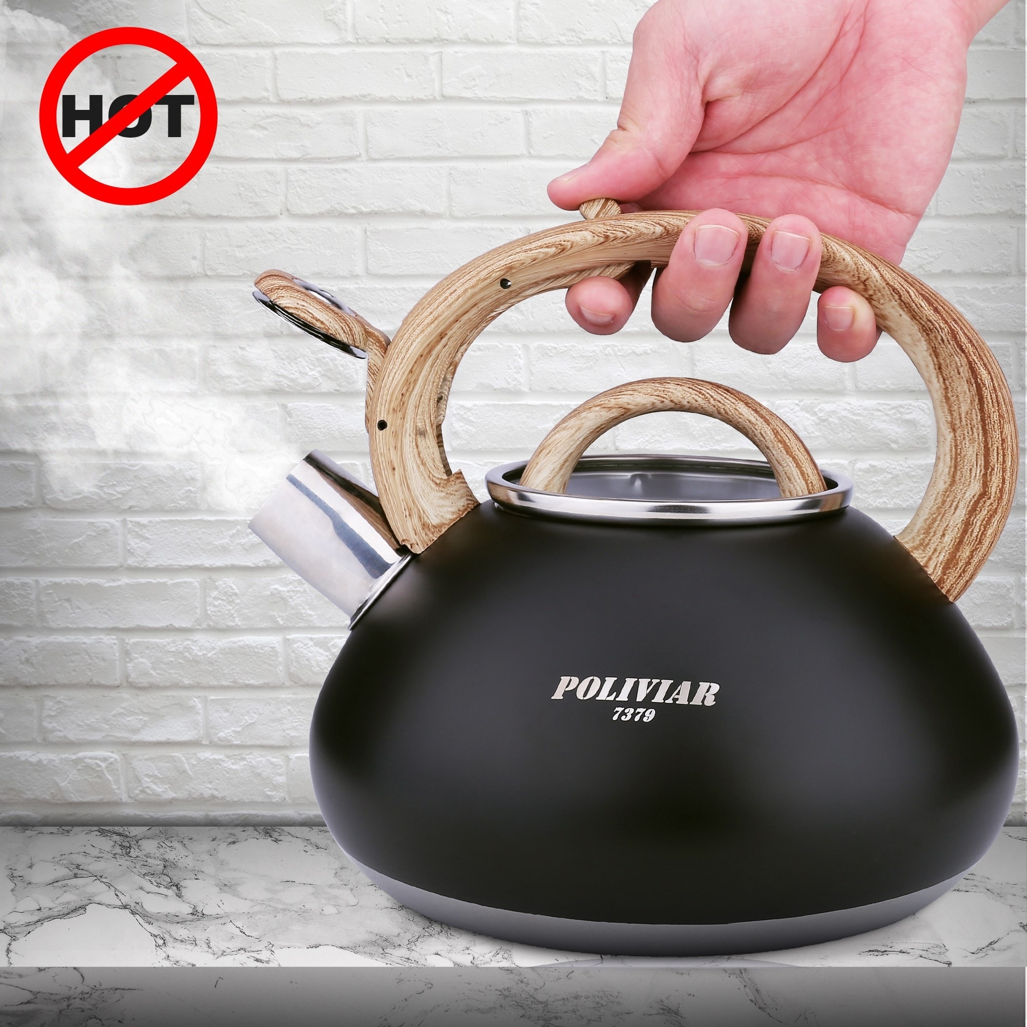 Poliviar Tea Kettle 2.1 qt. Whistling Food Grade Stainless Steel Stove -  7.87x7.87x7.68 - Bed Bath & Beyond - 34116520