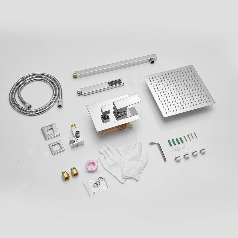 WIZ Wall Mount Rectangle Shower Head with Hand Shower Faucet