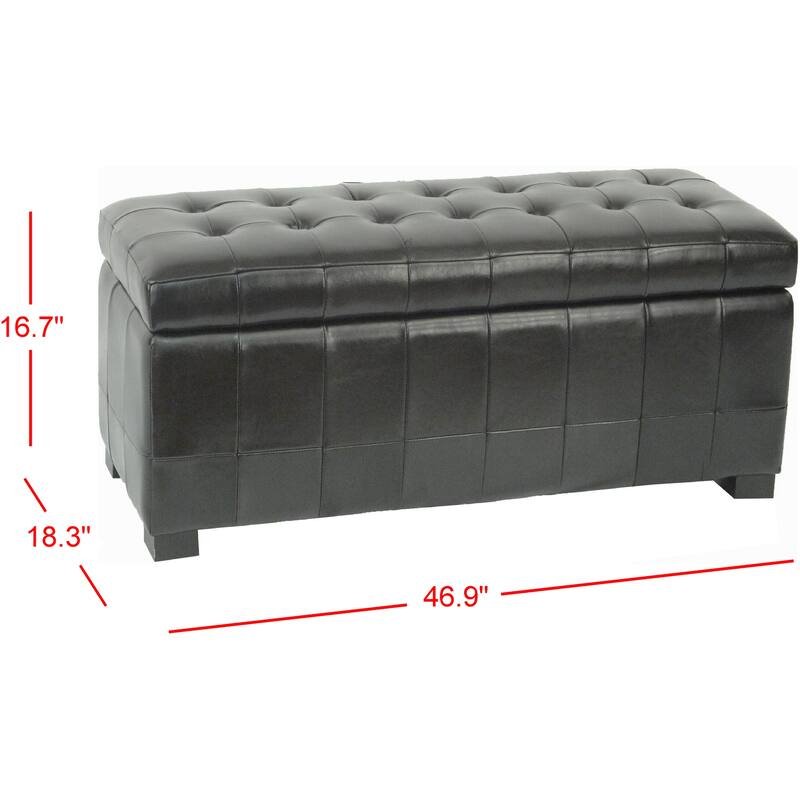 SAFAVIEH Karrie Large Black Storage Bench - 46.9" x 18.3" x 16.7" - 48Wx18Dx17H