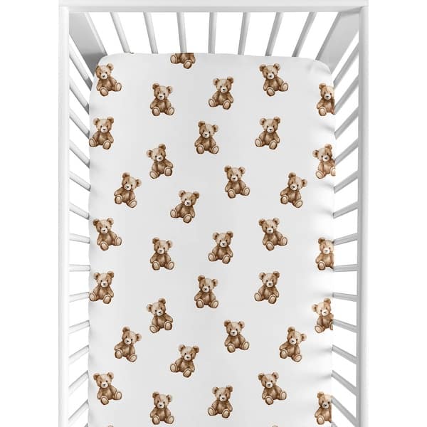 slide 2 of 6, Sweet Jojo Designs Boho Teddy Bear Boy, Girl, Unisex/Gender Neutral Fitted Crib Sheet - Watercolor Brown Bears, Bohemian, Modern