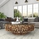 preview thumbnail 9 of 63, Brown Driftwood Handmade Collage and Pedestal Base Coffee Table with Tempered Glass Top - 48" round x 16"