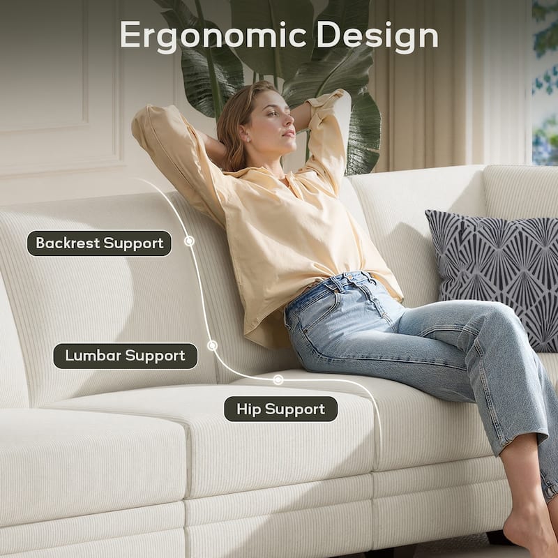 8 Piece Modular Corduroy Sectional With Ottoman