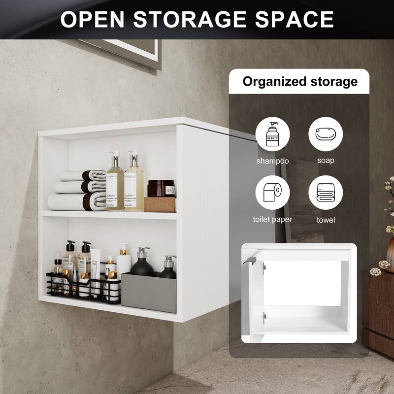 24" Oak Bathroom Vanity Cabinet with Generous Storage, Soft-Close Doors, and Easy Assembly (Sink Not Included)