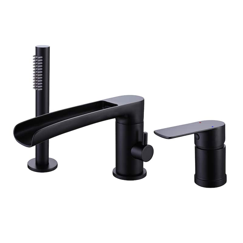 Deck Mounted Tub Faucet With Handheld Shower Watterfall Tub Filler Modern Bahroom Roman Bathtub Faucet With Sprayer And Valve