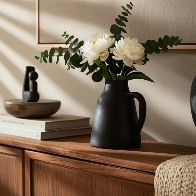 Terracotta Pottery Decorative Vase with Handles for Casual Home Decor