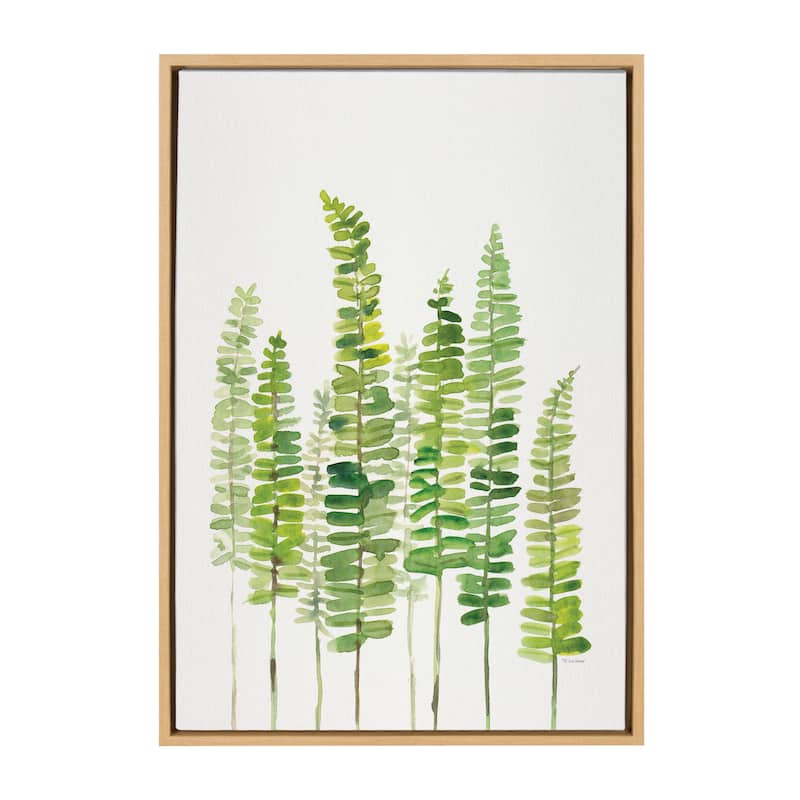 Kate and Laurel Sylvie Sword Ferns Framed Canvas by Patricia Shaw - 23x33 - Plastic - Brown