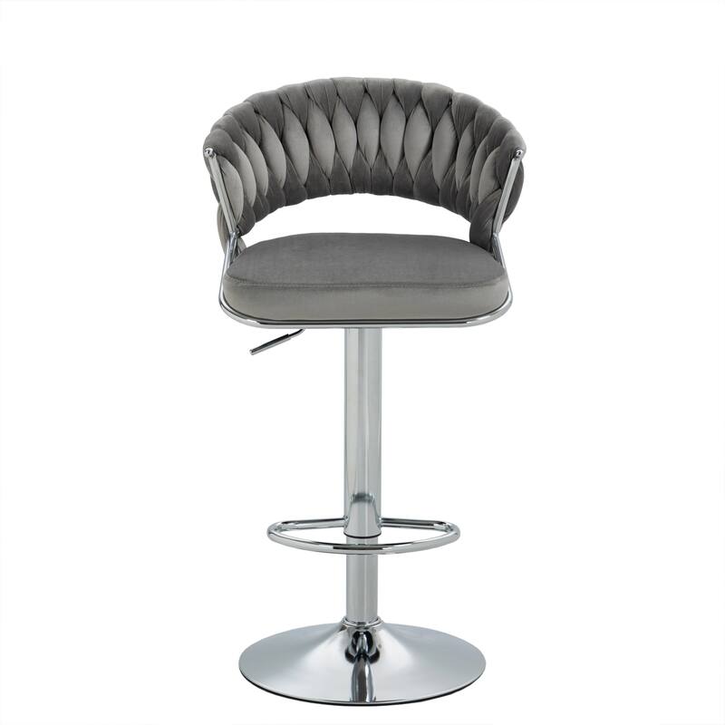 Modern Velvet Counter Bar Stools with Backs(Set of 2)