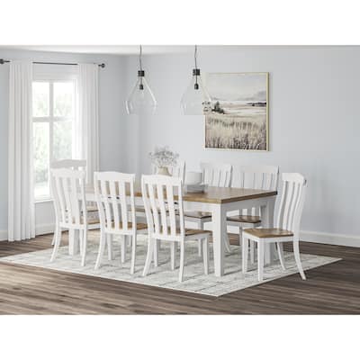 Signature Design by Ashley Ashbryn White/Brown Dining Table and 8 Chairs