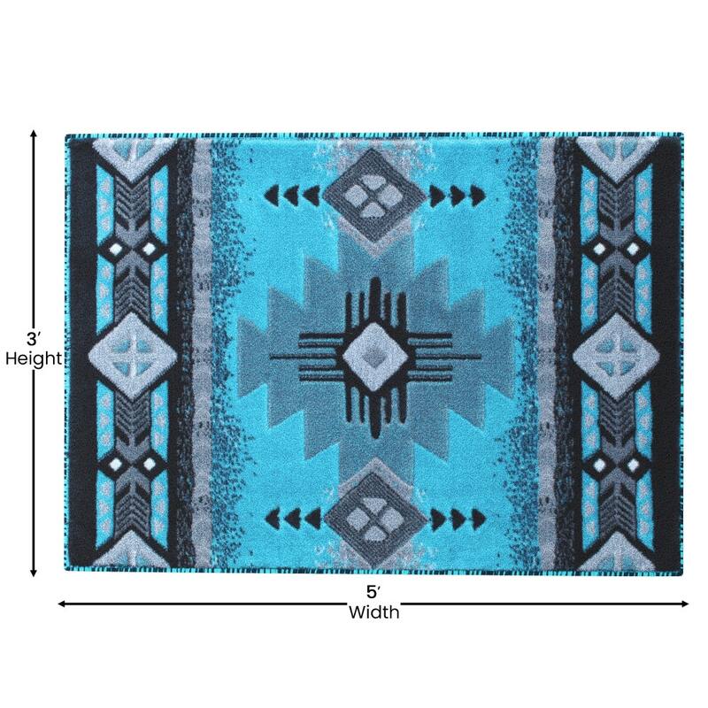 Traditional Southwestern Style Olefin Fiber Geometric Area Rug