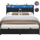 preview thumbnail 51 of 67, Upholstered Bed Frame with Storage Shelving, Platform Beds with Charge Station and LED Lights
