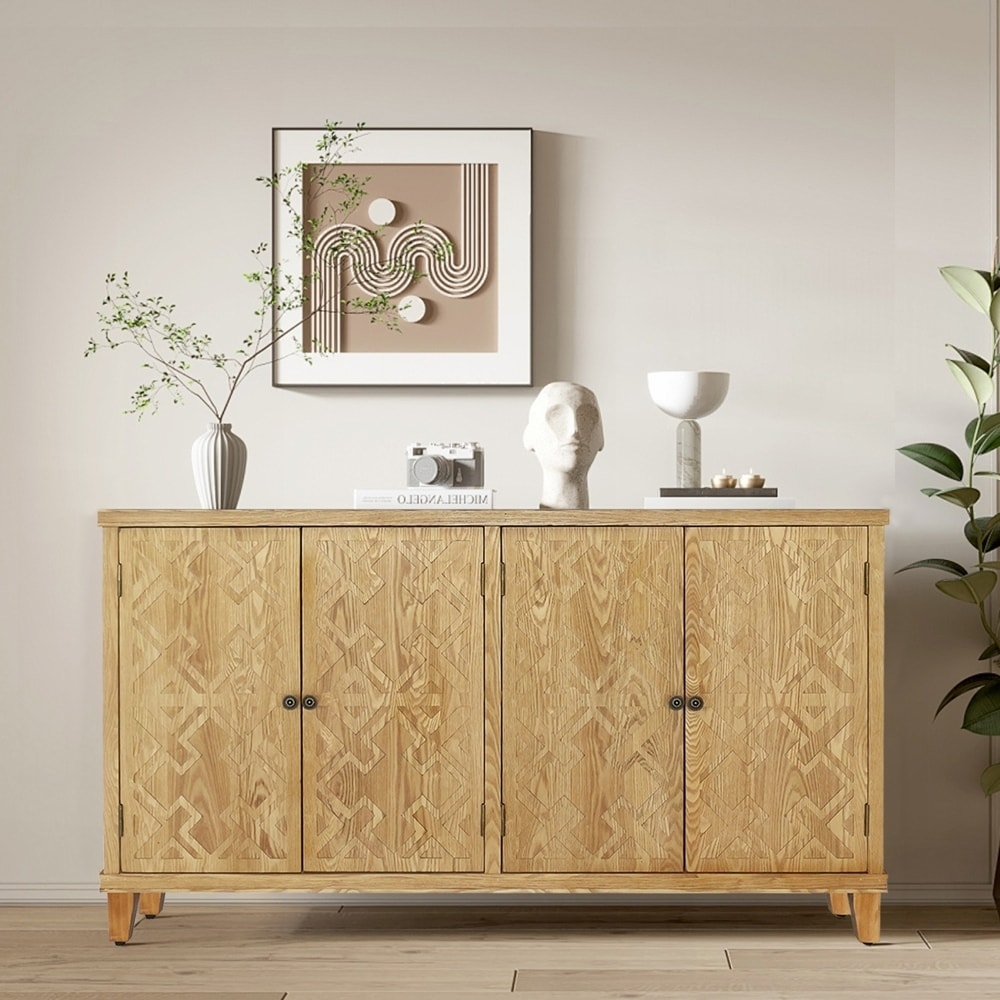 Rustic Wood Sideboard Pantry Cabinet